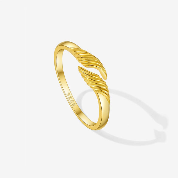 Wholesale Women's S925 Sterling Silver Fashion Geometric Opening Adjustable Ring With Electroplating Treatment