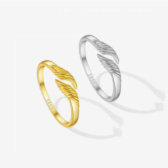 Wholesale Women's S925 Sterling Silver Fashion Geometric Opening Adjustable Ring With Electroplating Treatment