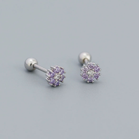 Wholesale Women's S925 Sterling Silver Floral Zircon Earrings With Electroplating