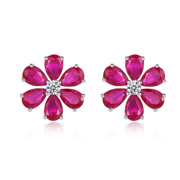 Wholesale Women's S925 Sterling Silver Flower Earrings With Diamond Design