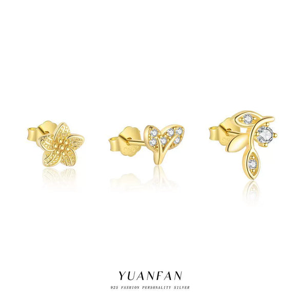 Wholesale Women's S925 Sterling Silver Flower Earrings With Zirconia Design