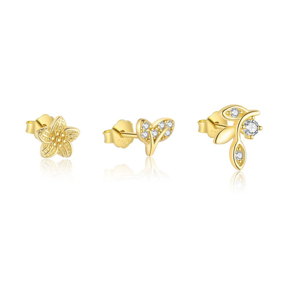 Wholesale Women's S925 Sterling Silver Flower Earrings With Zirconia Design