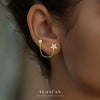 Wholesale Women's S925 Sterling Silver Flower Pattern Chain Tassel Earrings With Zirconia