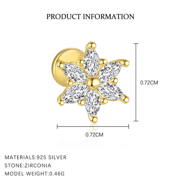 Wholesale Women's S925 Sterling Silver Flower Pattern Chain Tassel Earrings With Zirconia