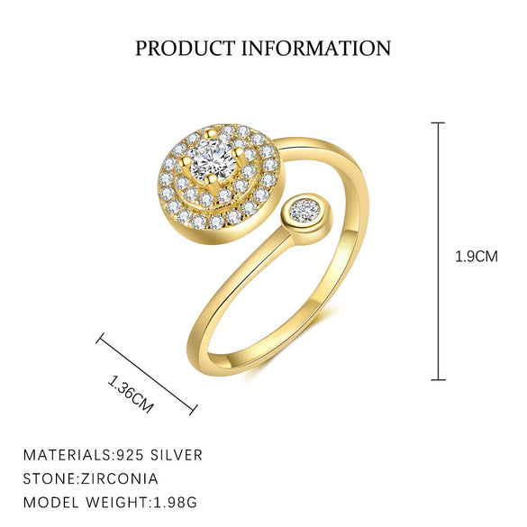 Wholesale Women's S925 Sterling Silver Flower Petal Micropaved Opening Adjustable Ring