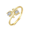Wholesale Women's S925 Sterling Silver Flower Petal Micropaved Opening Adjustable Ring