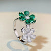 Wholesale Women's S925 Sterling Silver Flower Ring With White Zircon Electroplated Allmatch Style