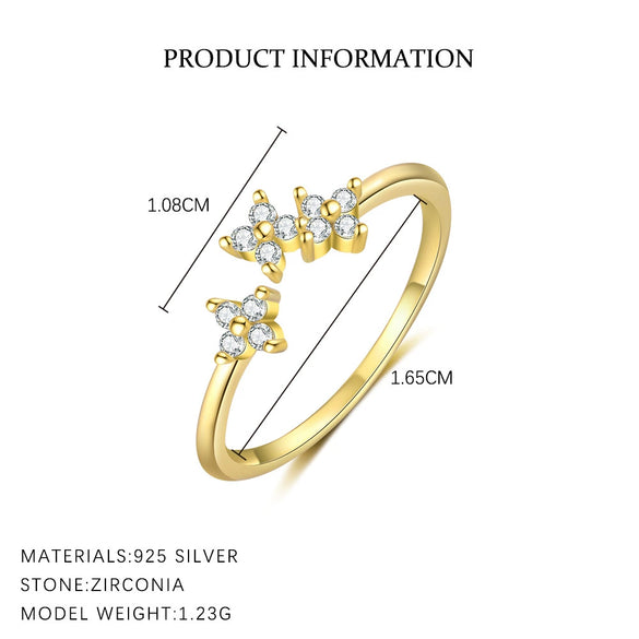 Wholesale Women's S925 Sterling Silver Flower Ring With Zirconia Simple And Fashionable