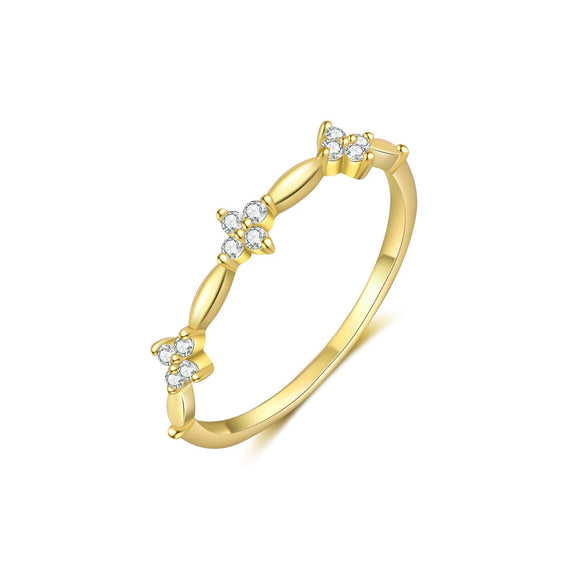 Wholesale Women's S925 Sterling Silver Flower Ring With Zirconia Simple And Fashionable