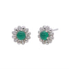 Wholesale Women's S925 Sterling Silver Flower Shaped Earrings With Imitation Green Chalcedony And Zircon Inlaid Electroplated