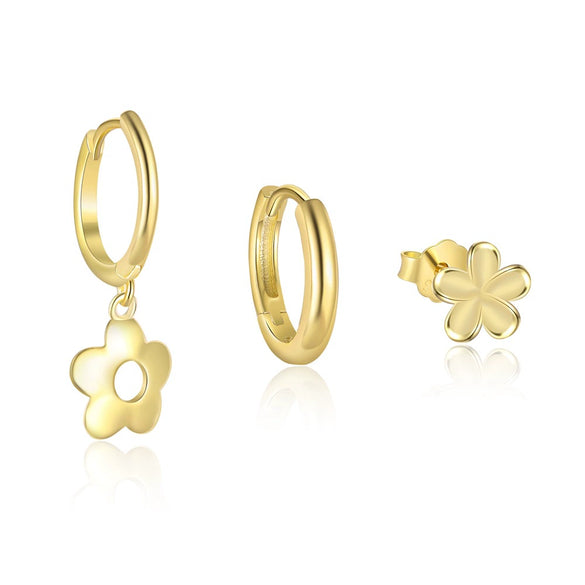 Wholesale Women's S925 Sterling Silver Flower Stud Earrings Electroplated Trendy Simple Design