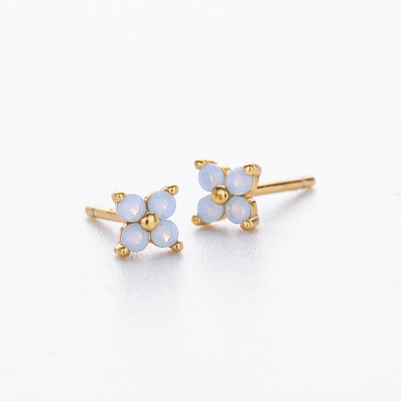 Wholesale Women's S925 Sterling Silver Flower Zirconium Electroplated Earrings