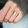 Wholesale Women's S925 Sterling Silver Flying Butterfly Electroplated Geometric Ring