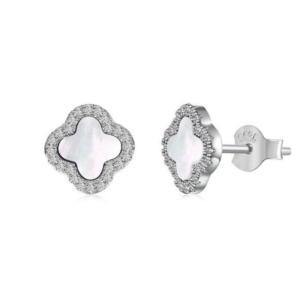 Wholesale Women's S925 Sterling Silver Four Leaf Clover Design Electroplated Light Luxury Earrings