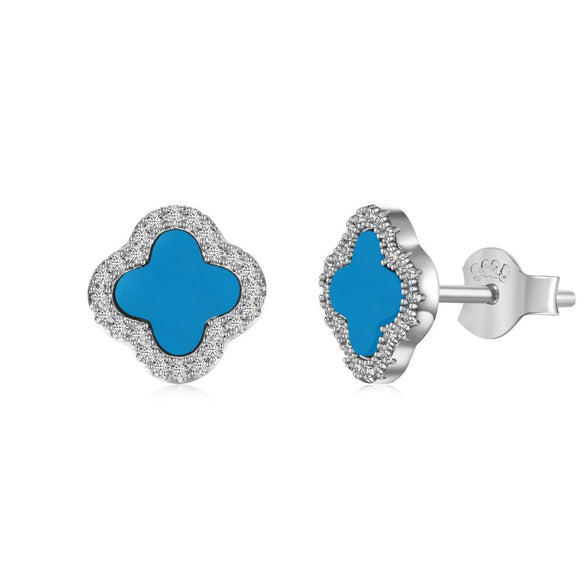 Wholesale Women's S925 Sterling Silver Four Leaf Clover Design Electroplated Light Luxury Earrings
