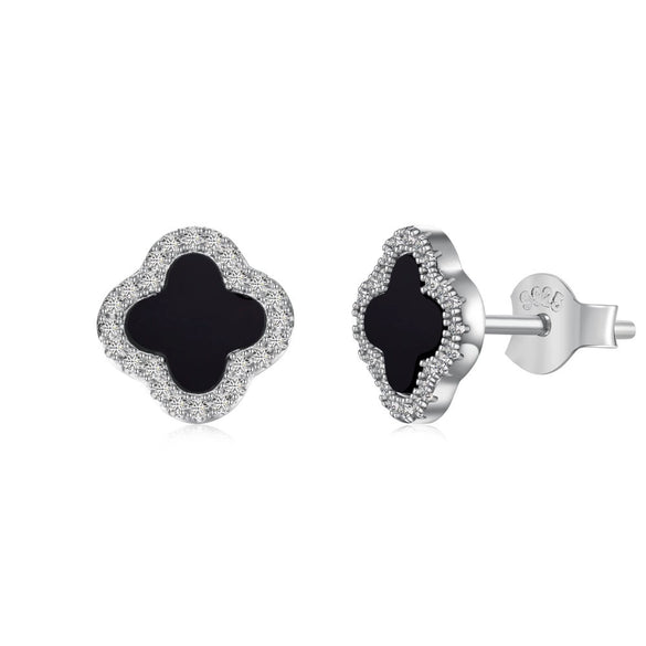 Wholesale Women's S925 Sterling Silver Four Leaf Clover Design Electroplated Light Luxury Earrings