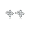 Wholesale Women's S925 Sterling Silver Four Leaf Clover Geometric Ear Stud With Zircon Electroplated With Platinum And 18K Gold