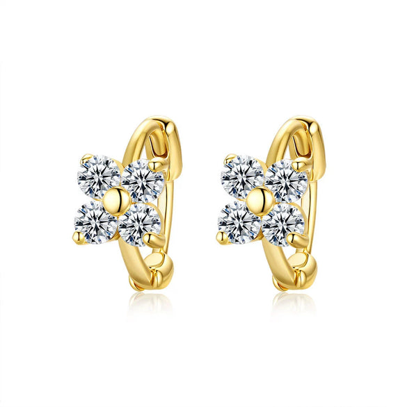 Wholesale Women's S925 Sterling Silver Four Leaf Clover Moissanite Earrings Set With Diamonds Fashion Design