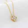 Wholesale Women's S925 Sterling Silver Fourleaf Clover Light Luxury Design Highgrade Flash Diamond Allmatch Fresh Clavicle Chain With Geometric Pattern