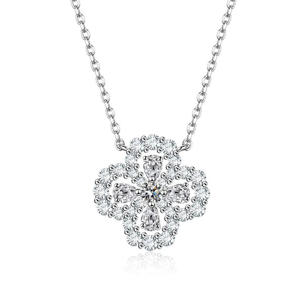Wholesale Women's S925 Sterling Silver Fourleaf Clover Ochain Necklace With Electroplating