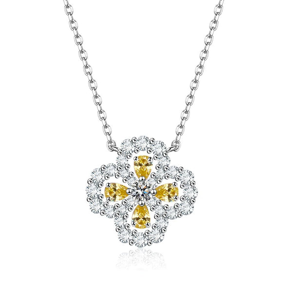 Wholesale Women's S925 Sterling Silver Fourleaf Clover Ochain Necklace With Electroplating