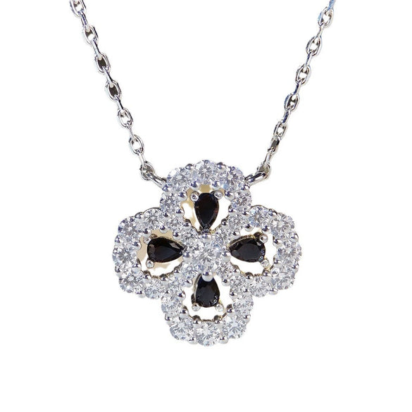 Wholesale Women's S925 Sterling Silver Fourleaf Clover Ochain Necklace With Electroplating