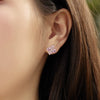 Wholesale Women's S925 Sterling Silver Fourleaf Clover Zircon Inlay Electroplated Earrings With Flower Design