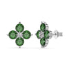 Wholesale Women's S925 Sterling Silver Fourleaf Clover Zircon Inlay Electroplated Earrings With Flower Design