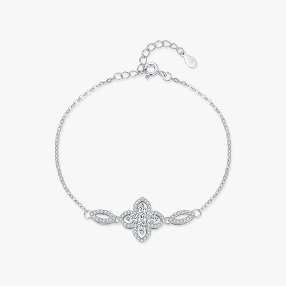 Wholesale Women's S925 Sterling Silver French Vintage Flower Electroplated Bracelet
