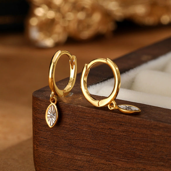 Wholesale Women's S925 Sterling Silver Fresh Leaf Shape Micro Inlay Earrings Simple Niche Design