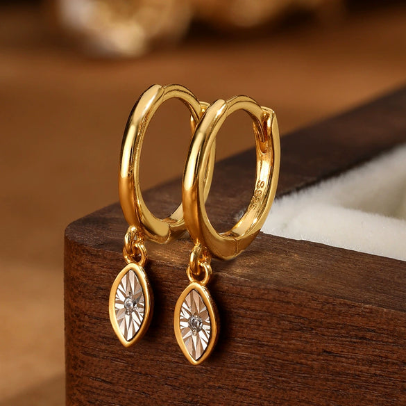 Wholesale Women's S925 Sterling Silver Fresh Leaf Shape Micro Inlay Earrings Simple Niche Design