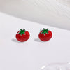 Wholesale Women's S925 Sterling Silver Fruit Shaped Dripping Oil Earrings