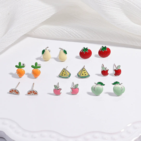 Wholesale Women's S925 Sterling Silver Fruit Shaped Dripping Oil Earrings