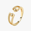 Wholesale Women's S925 Sterling Silver Geometric Antifidget Open Adjustable Beaded Finger Rotating Ring With Electroplating