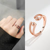 Wholesale Women's S925 Sterling Silver Geometric Antifidget Open Adjustable Beaded Finger Rotating Ring With Electroplating