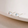 Wholesale Women's S925 Sterling Silver Geometric Aurora Moonstone Earrings Small And Fresh Style With Electroplating