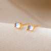 Wholesale Women's S925 Sterling Silver Geometric Aurora Moonstone Earrings Small And Fresh Style With Electroplating