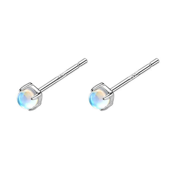 Wholesale Women's S925 Sterling Silver Geometric Aurora Moonstone Earrings Small And Fresh Style With Electroplating
