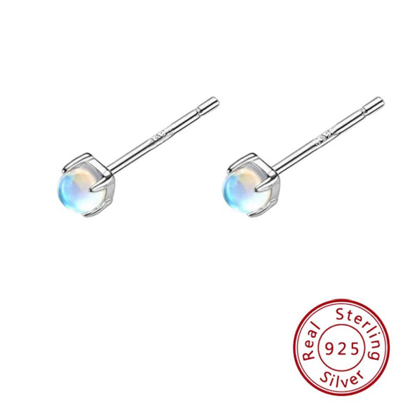 Wholesale Women's S925 Sterling Silver Geometric Aurora Moonstone Earrings Small And Fresh Style With Electroplating