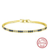 Wholesale Women's S925 Sterling Silver Geometric Blue And White Double Zirconium Tennis Bracelet With Electroplating