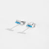 Wholesale Women's S925 Sterling Silver Geometric Blue Stone Zircon Earrings Electroplated With Platinum And 18K Gold