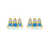 Wholesale Women's S925 Sterling Silver Geometric Blue Stone Zircon Earrings Electroplated With Platinum And 18K Gold
