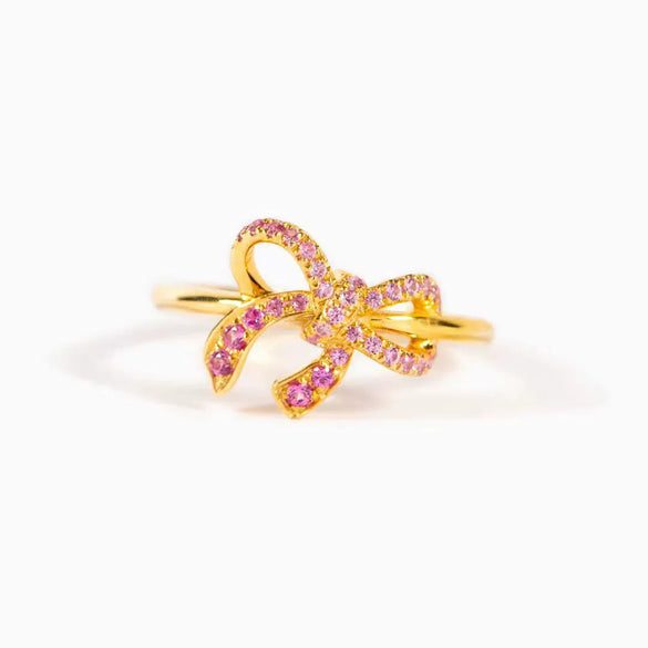 Wholesale Women's S925 Sterling Silver Geometric Bow Buckle Ring With Electroplating