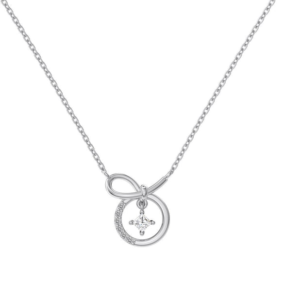 Wholesale Women's S925 Sterling Silver Geometric Bow Pendant Necklace With Electroplating And Cross Chain