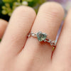 Wholesale Women's S925 Sterling Silver Geometric Branches And Leaves Water Grass Agate Love Ring With Electroplating