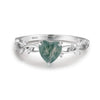 Wholesale Women's S925 Sterling Silver Geometric Branches And Leaves Water Grass Agate Love Ring With Electroplating