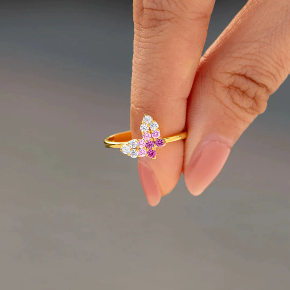 Wholesale Women's S925 Sterling Silver Geometric Butterfly Ring With Electroplating