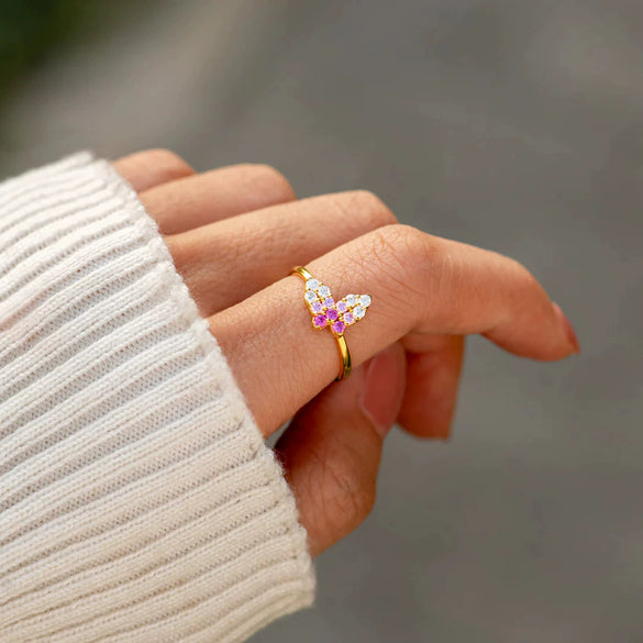 Wholesale Women's S925 Sterling Silver Geometric Butterfly Ring With Electroplating