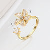 Wholesale Women's S925 Sterling Silver Geometric Butterfly Rotating Ring With Micro Inlaid Zircon And Electroplating