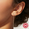 Wholesale Women's S925 Sterling Silver Geometric C Type Chain Tassel Butterfly Earrings